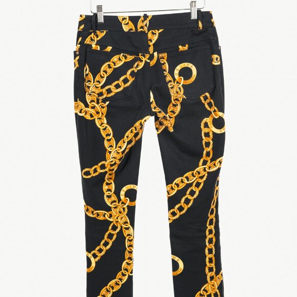 Celine SS/04 Black Chain-Motif Cotton Twill Skinny Pants - Picture 2 of 10
